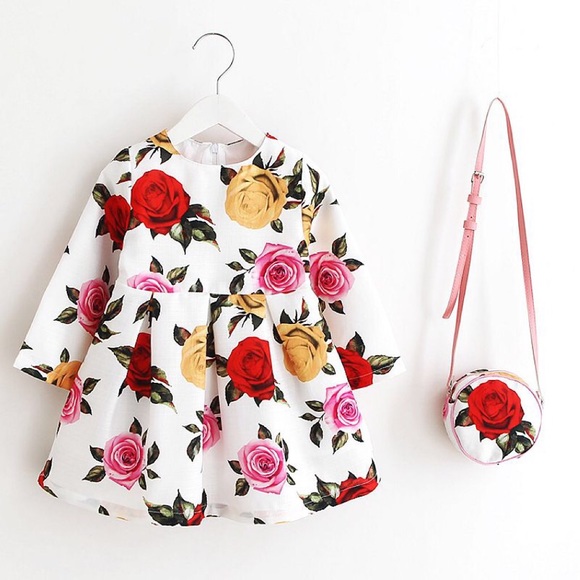Other - Baby toddler girl floral long sleeve dress bag set